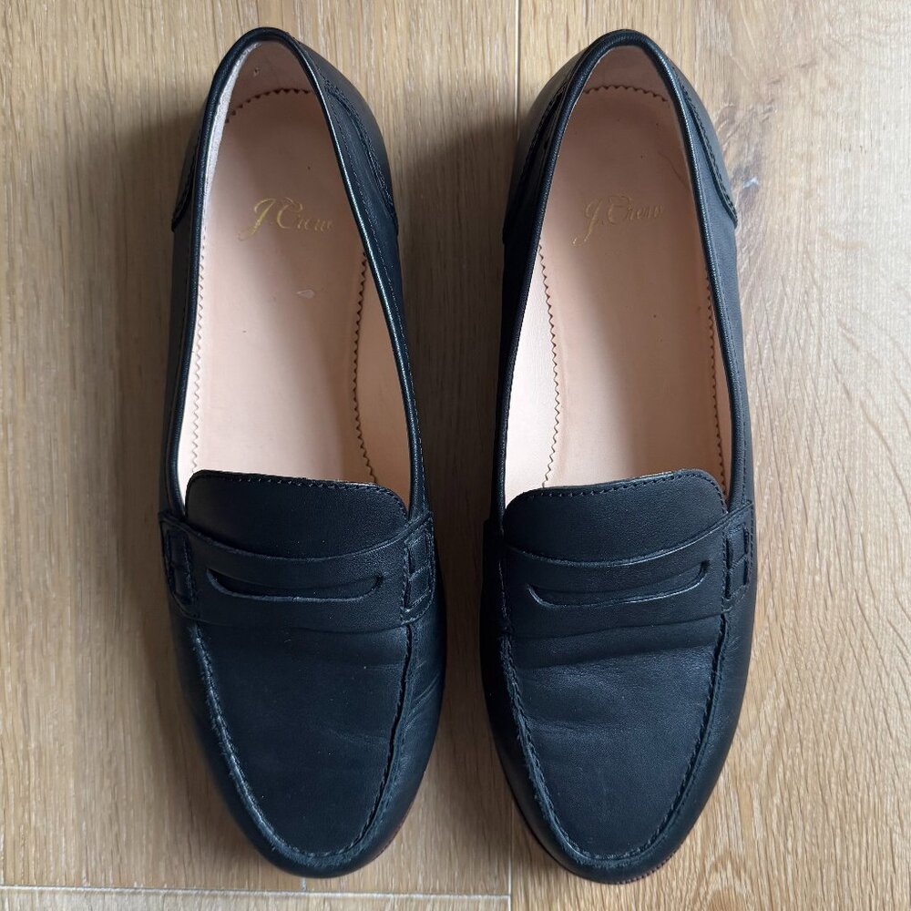 J.Crew Ryan Penny Loafer Black Leather Size 7.5 | Classic On-Trend